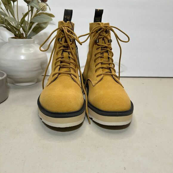 Sorel Hi-Line Lace Waterproof Suede Boots Geo Yellow NL4879-712 Women's 6 NWOB - Picture 2 of 10